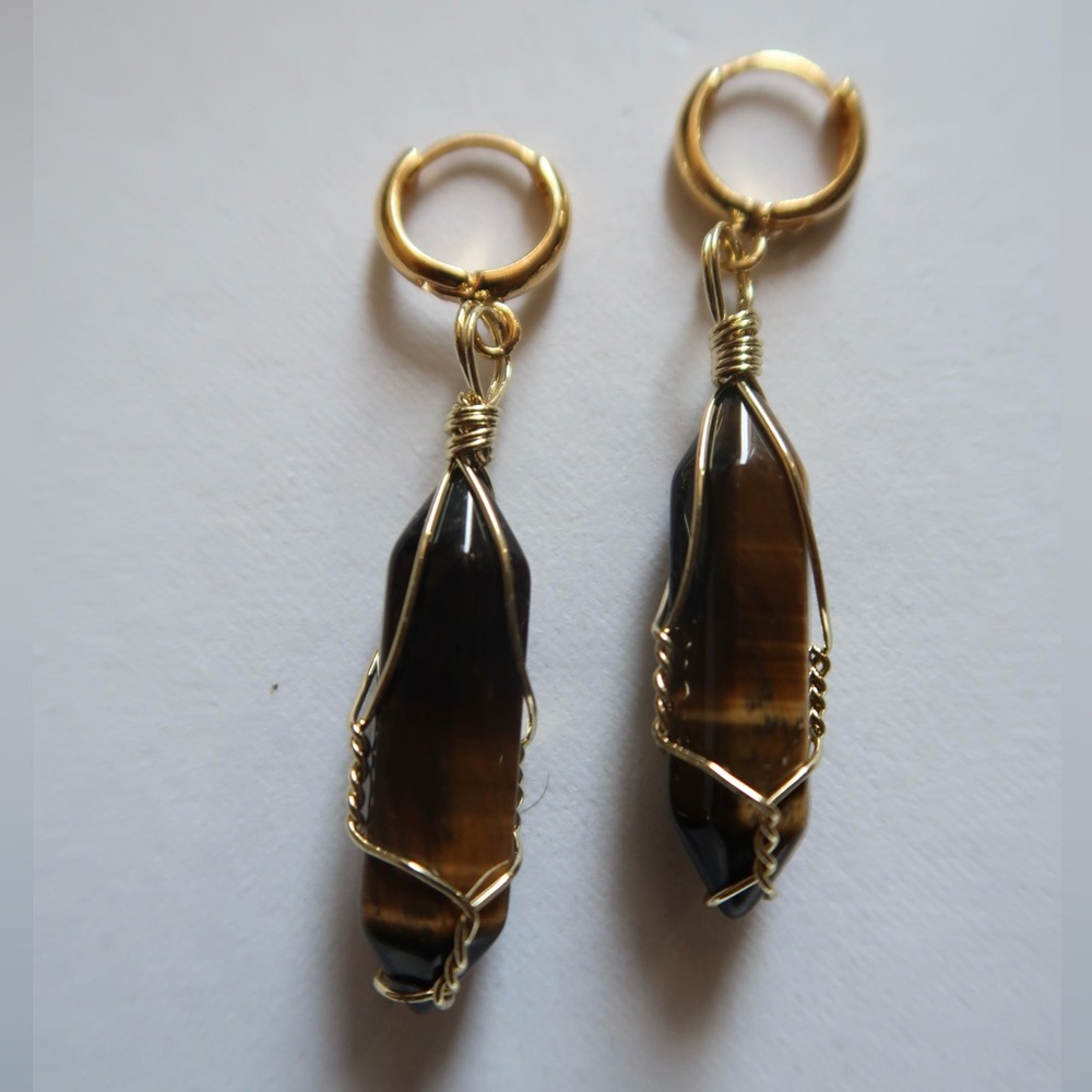 Handmade Earrings with Tiger Eye Stone
